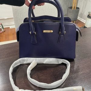 Michael Kors Harper Blueberry Medium Leather Crossbody Satchel